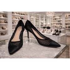 Badgley Mischka Prom Homecoming Party Jewel Jobina Black Rhinestone  Mesh Heels