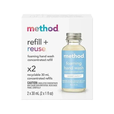 Method Sea Minerals Refill + Reuse Foaming Hand Soap Refill Kit 2 Bottles 1 oz