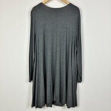 Falls Creek Charcoal Gray Long Sleeve T-Shirt Dress Comfort Swing Plus Size 2X