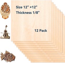 12 Pack Basswood Sheets for Crafts-12 x 12 12 X 12 X 1/8 