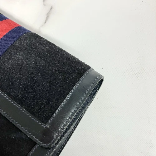 Auténtico bolso clutch GUCCI línea jerez gamuza azul marino - Imagen 22 de 24