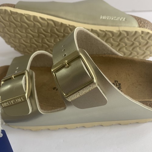 Birkenstock Buckle 210 Leather Sandal L2/33 Kid Girl Electric Metal Gold Arizona - Picture 9 of 22