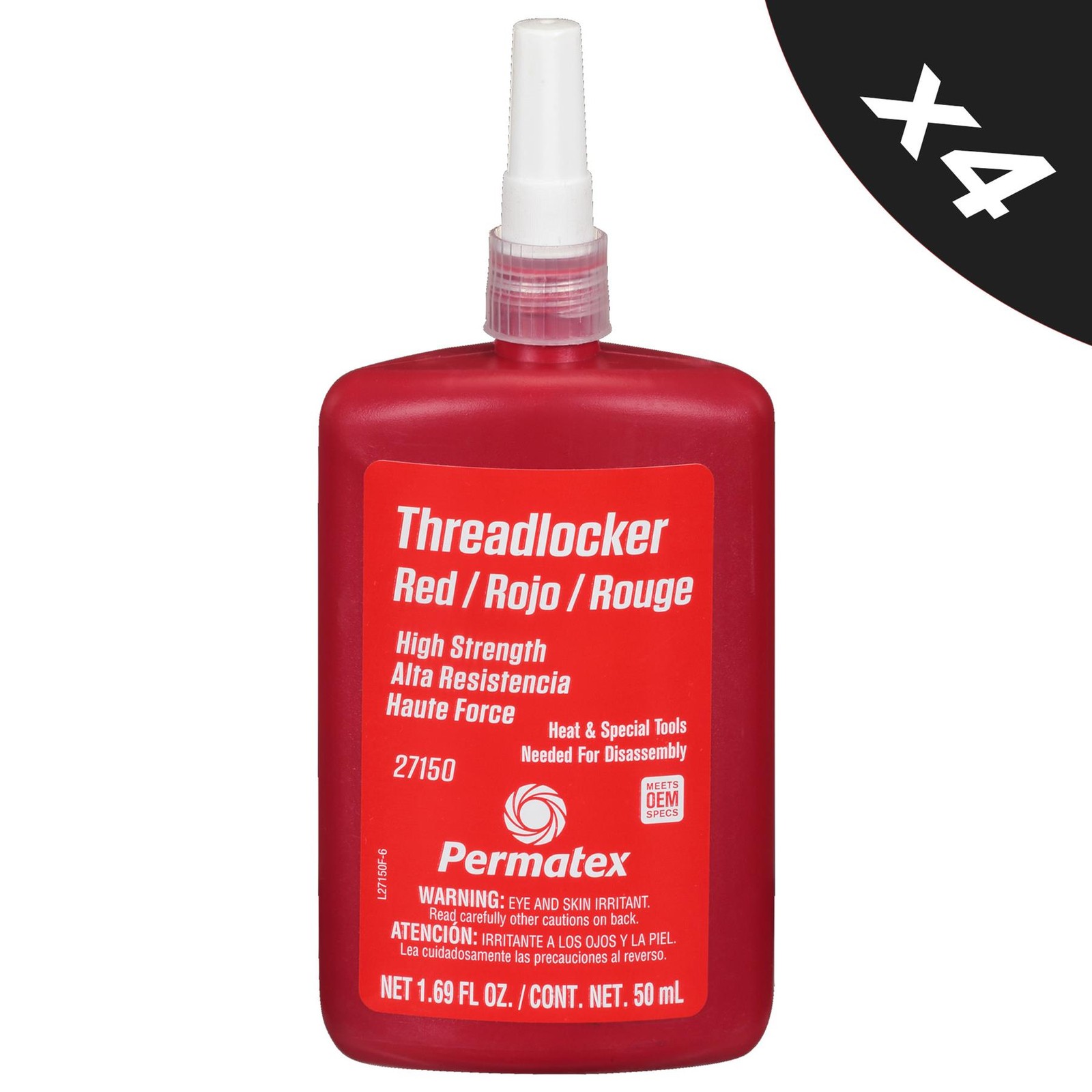 4x Threadlock High Strength Fast Acting Nut & Bolt Thread Lock Sealant - 50 ml
