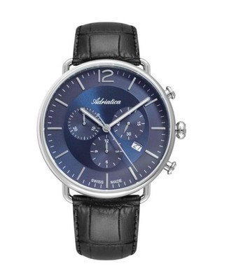 ADRIATICA Men Quartz Casual Watch Classic Dress Silver Dial Waterproof Swiss Chr