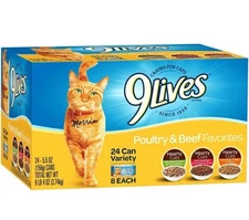 9Lives Poultry And Beef Variety Pack, 5.5 Ounce Can (Pack of 24)