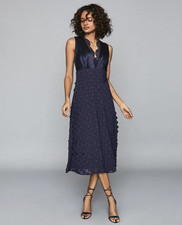 REISS Leni Jacquard Spot Midi Dress 8 �275