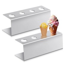 2 PCS Stainless Steel Ice Cream Cone Holder with 4 Holes Waffle Cone Stand