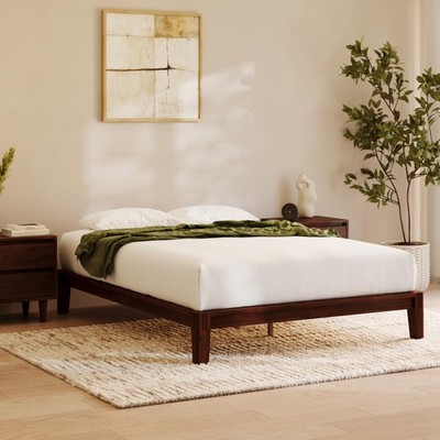 Bed Frame Queen Platform Bamboo Walnut Floating Center Support 12 Height Nectar