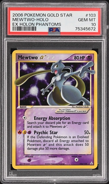 2006 Pokemon Ex Holon Phantoms Gold Star Mewtwo Holo PSA 10 103/110