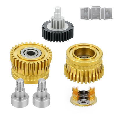 k1 Max Extruder,k1 Double Bearing Gear Upgrade Kit Hardened Steel DLC Gold+Reduc