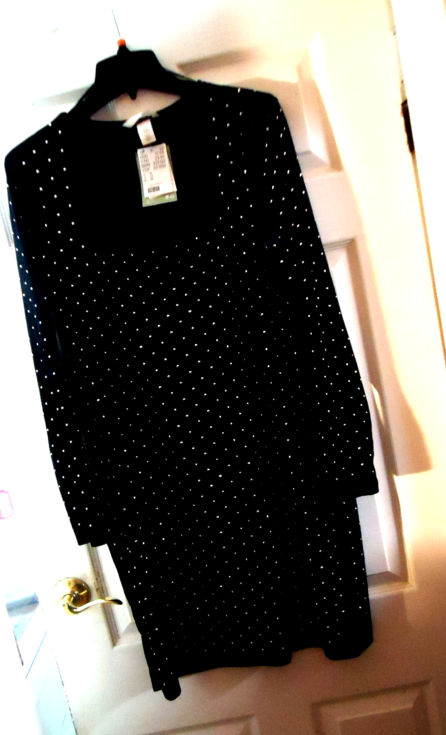 HM DRESS MINI SIZE XL NWT BLACK VELOUR WITH SILVER STUDS FRONT & BACK POLYESTER-image