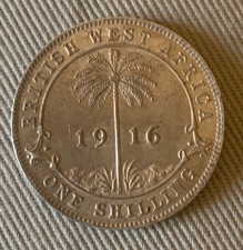 1916 British West Africa One Shilling Silver Coin High Grade