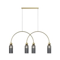 Pendelleuchte KüChe Glas Metall Grau Gold 110 Cm Lang E14 Esszimmer HäNgelampe