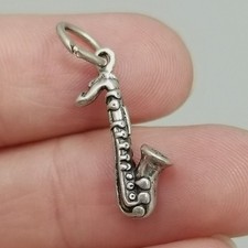 Vintage Sterling Silver Saxophone Charm Pendant Woodwind Instrument Music