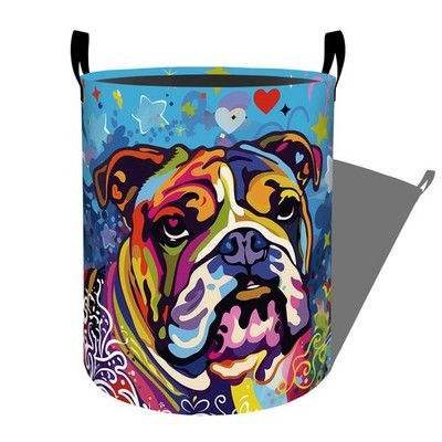 Colorful Stars Hearts Laundry Basket with Handles, 19.7''x15.7'' Clothes Foldab...