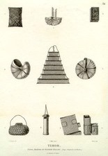 ANTIQUE PRINT TIMOR / Timor Vases Boetes et Paniers Maliers 1824 2nd edition.
