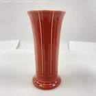 Vintage Fiesta HLC USA Red Ceramic Vase Ribbed Design