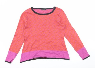 CPM Collection Damen Strickpullover Pullover Orange Blumen Größe 10