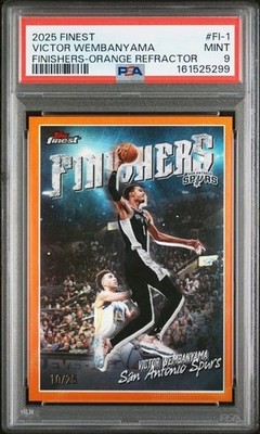 2025-26 Topps Finest Finisher #FI-1 Victor Wembanyama /25 Orange Refractor PSA 9