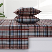 Tribeca Living Brentwood Plaid Flannel Full Sheet Set, Super Soft 100 Cotton...