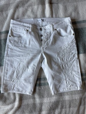 PMDS PREMIUM MOOD DENIM SUPERIOR Jeans Shorts Bermuda Distressed Ripped White 30