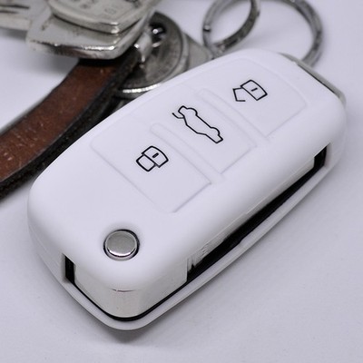 Auto Schlüssel Schutz Hülle Weiß für Audi A1 S1 A3 S3 A6 R8 Q7 Car Key Cover