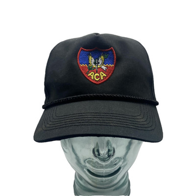 ACA HEADTOTOE Hat Cap Snap Back Mens One Size Black Baseball Rope Patch Logo