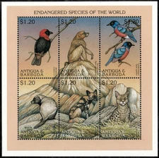 Antigua 1997 - Endangered Animals - Sheet of 6 Stamps - Scott #2058 - MNH