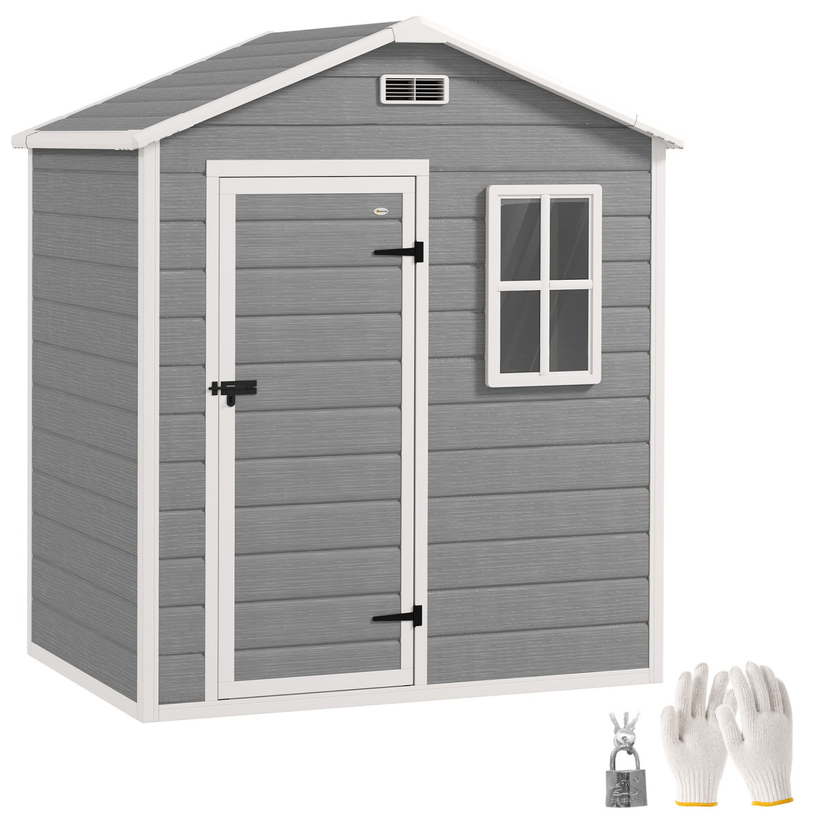 6 X 4ft Resin Garden Shed with Floor and Window Grey