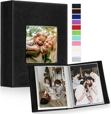 Photo Album 4x6 50 Pockets 2 Packs, Small Mini Capacity Leather Photo Albums, Ea