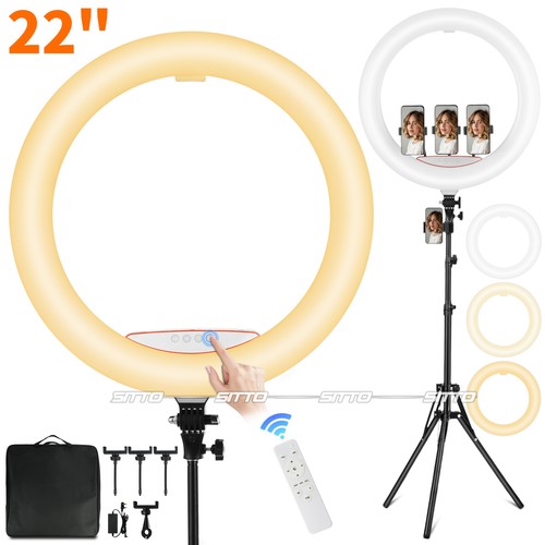 22" LED Ring Light Tripod Stand Selfie Studio Photography Dimmable Touch Panel