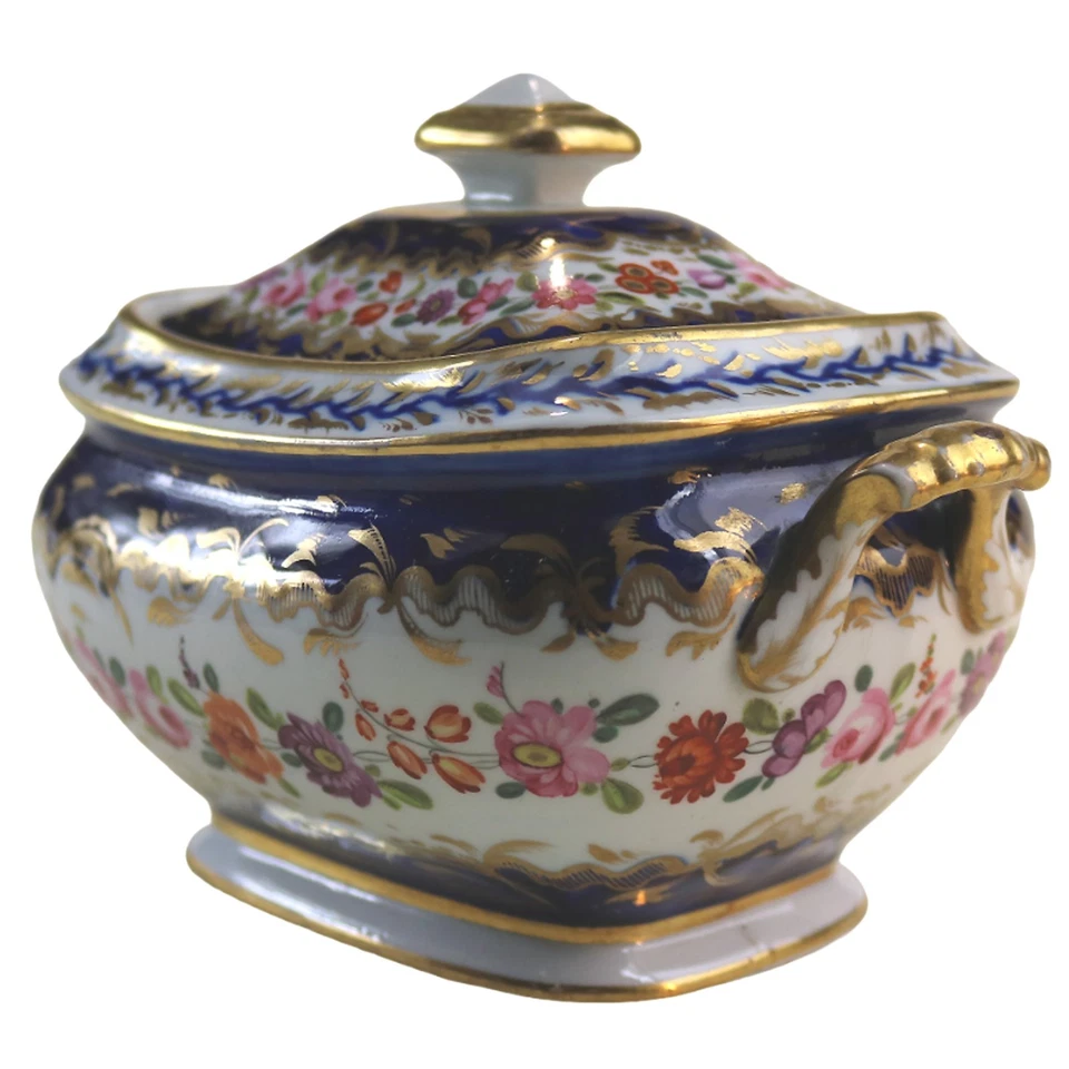 Antique Georgian Coalport porcelain hand-painted Sucrier pattern 500 C.1810 - Image 3 of 4