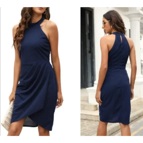 NWT Manydress Womens Summer Halter Neck Ruched Dresses Bodycon Slim L