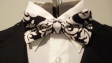 Damask Bowtie Men's Black And White Bow Tie Wedding Bridal Groom Groomsmen