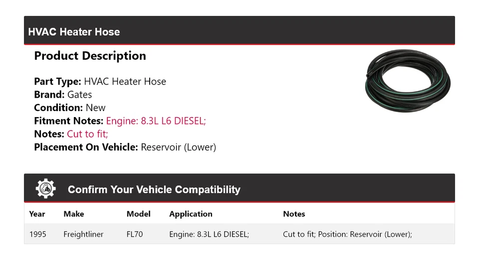 Depósito de manguera de calefacción de climatización Freightliner FL70 1995 (inferior) puertas Foto 2 de 4