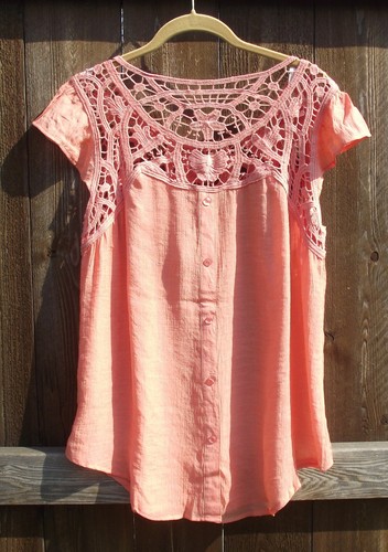 G2U PLUS SOLID ORANGE LACE RAYON BLEND CASUAL CAP SLEEVE TOP BLOUSE 3XL NEW - Picture 7 of 9