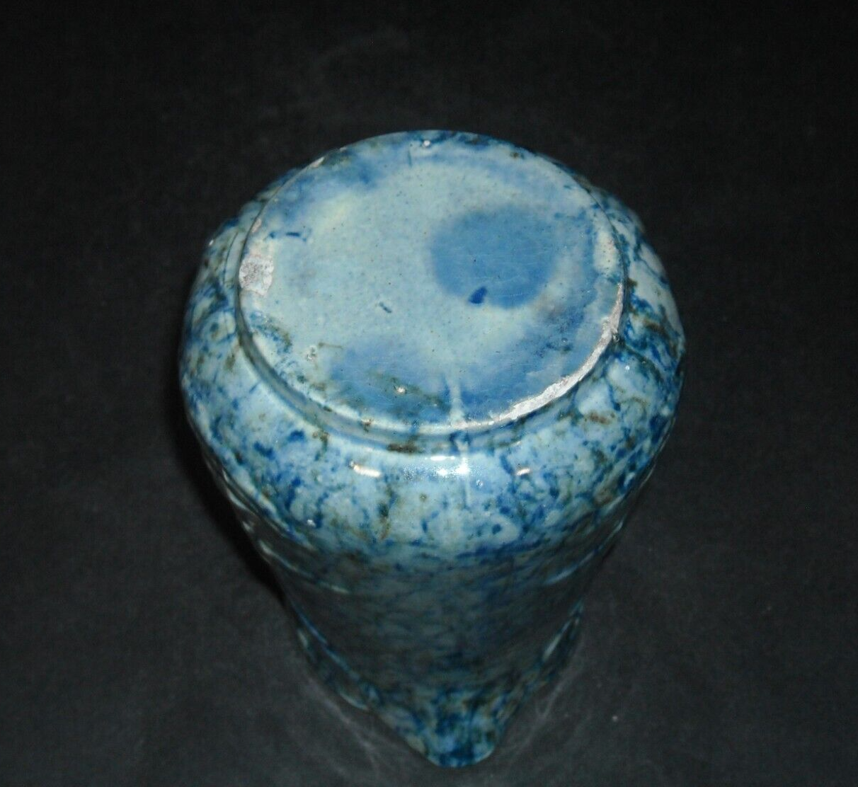 Blue on Blue Spongeware Pitcher Creamer Roseville Carnelian Pottery