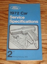 Original 1972 Ford Lincoln Mercury Service Specifications Manual 72 Mustang 2nd