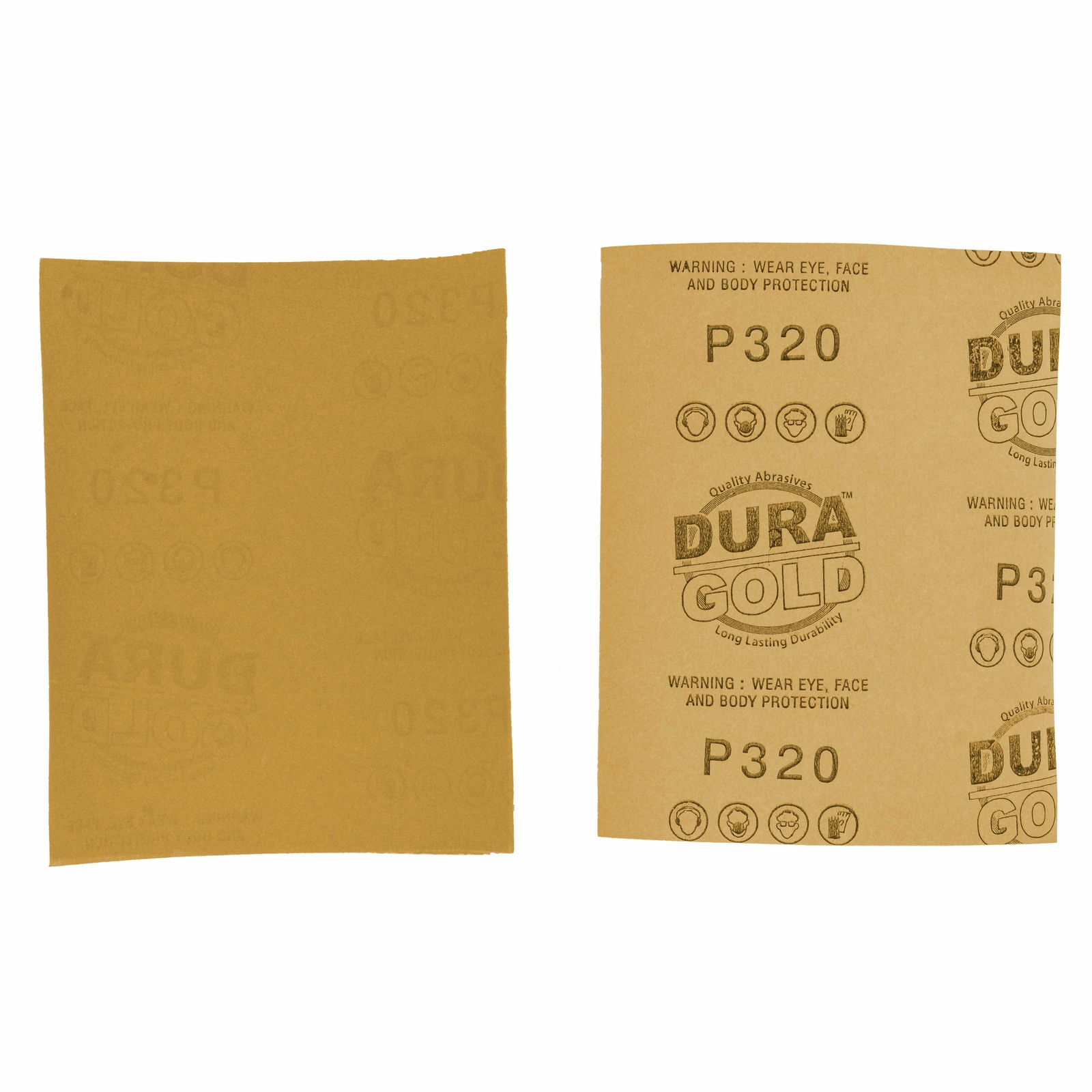 Dura-Gold 320 Grit Gold - 1/4 Sheet Plain Backing Sandpaper 5.5" x 4.5" - 400pk