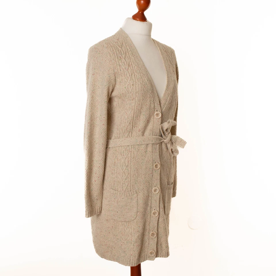 KING LOUIE Damen Beige Melange 30% Lammwolle Lang Strickjacke Größe M  11919 - Bild 3 von 4