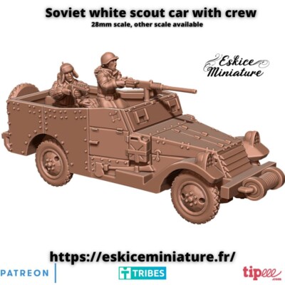 WWII Soviet White Scout Car with Crew Historical Wargaming