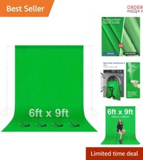 Green Screen Backdrop 6x9ft Fabric for Photography Video Streaming Zoom