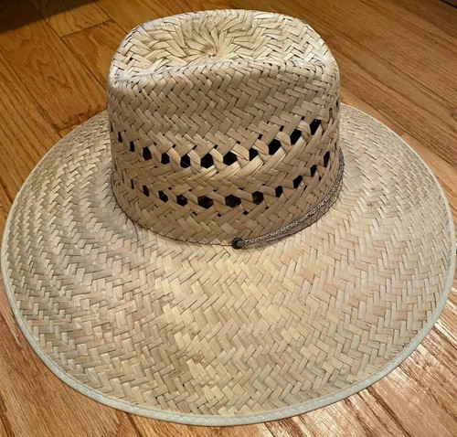 LARGE BRIM NATURAL Straw Hat Sombrero BEACH GARDENING Hecho en MEXICO ship BOXED - 第 1/4 張圖片