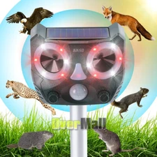 Solar Ultrasonic Animal Repellent Dog Cat Skunk Deer Raccoon For Garden 5 Modes