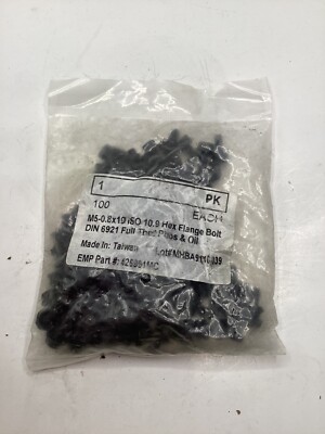 Pack of 100 Hex Flange Bolts 426991MC Full Thread Phos & Oil DIN 6921 Black