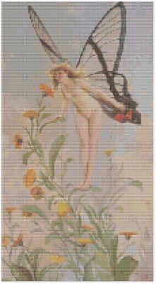 Kreuzstich Stickvorlage von Florashell Falero Schmetterling Fee