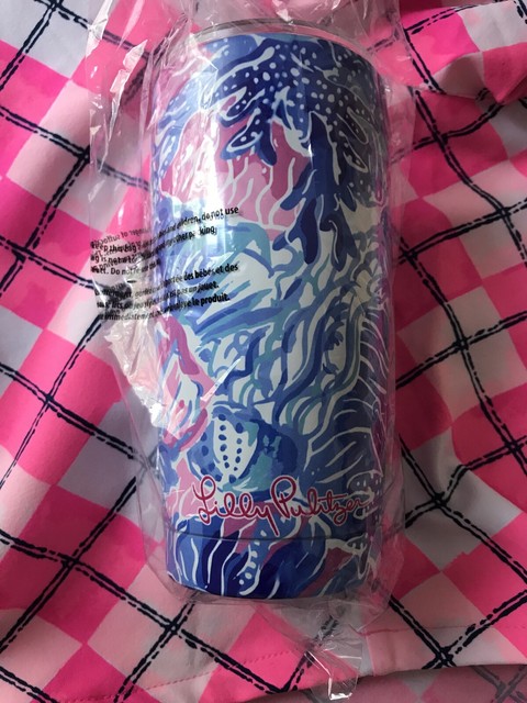 Lilly Pulitzer NIB GWP Travel Tumbler Saltwater Blue Shade Seekers | eBay