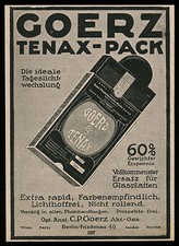Alte Werbung Reklame 1914 GOERZ TENAX_PACK Optische Anstalt C. P Goerz Berlin
