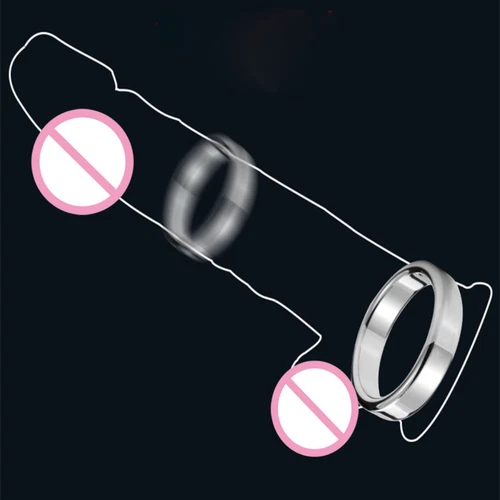 Anillo estirador de pene de acero inoxidable para hombres bolas de metal potenciador retraso eyaculación - Imagen 9 de 20