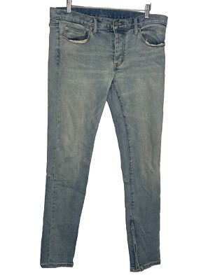MNML Inside Out Denim Mens Skinny Fit Jeans Size 33x34 Light Wash Raw